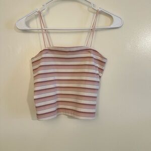 American Eagle Striped Pink and White Top